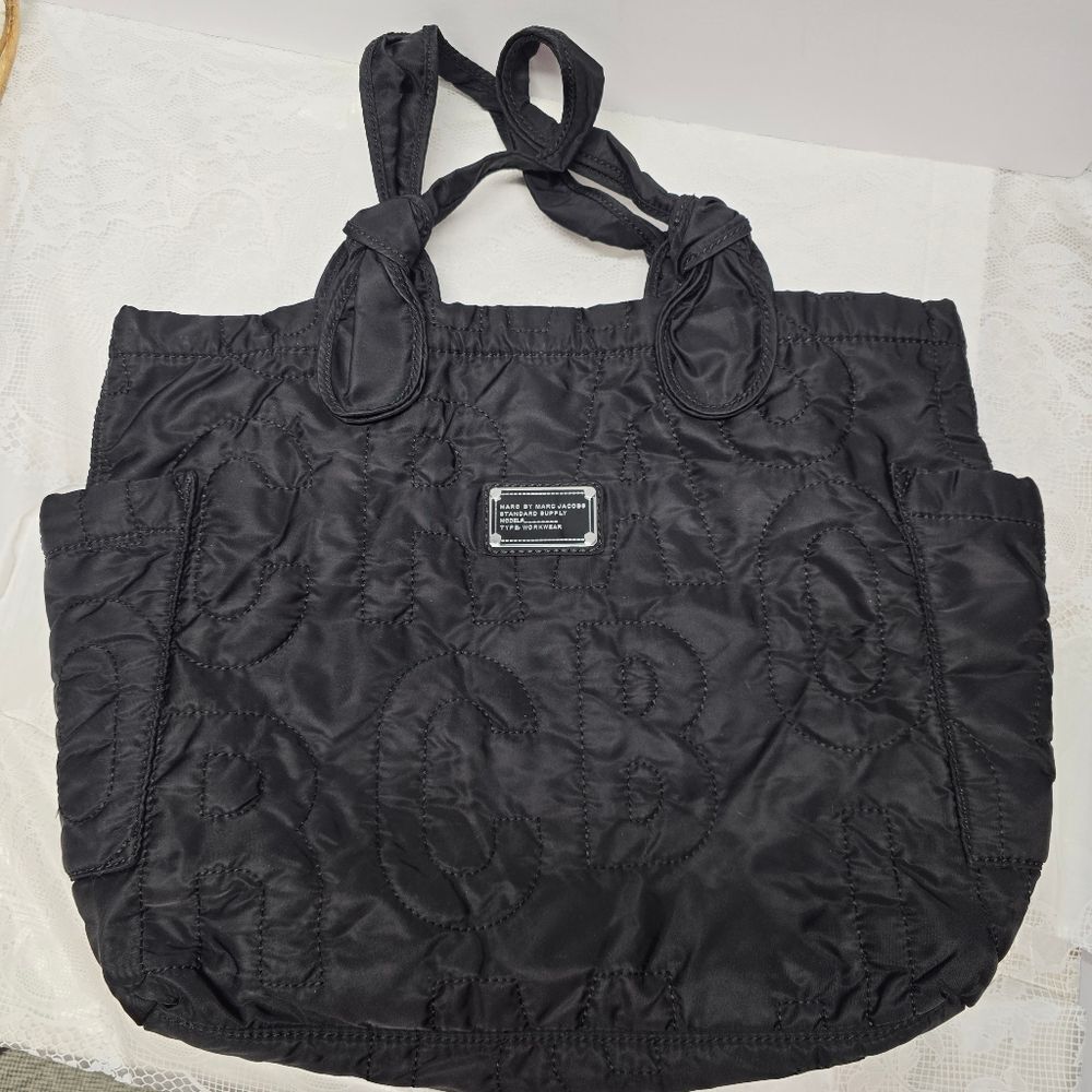 Marc Jacobs Tate Black Quilted Nylon Large Tote‎ Bag Y2K Casual Travel Boho